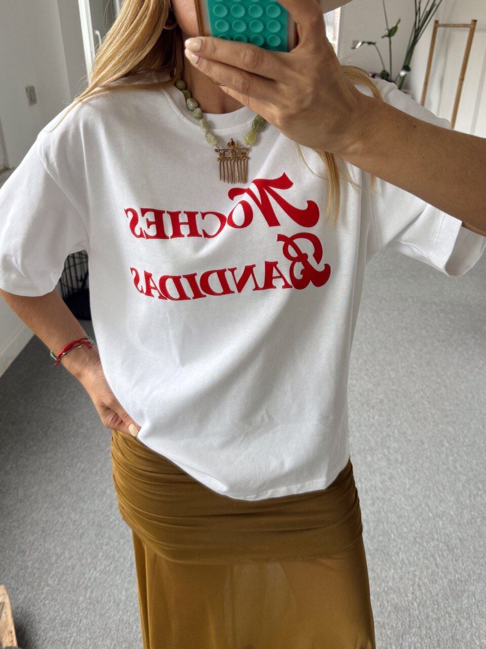 BEYAZ KIRMIZI BASKILI TSHIRT