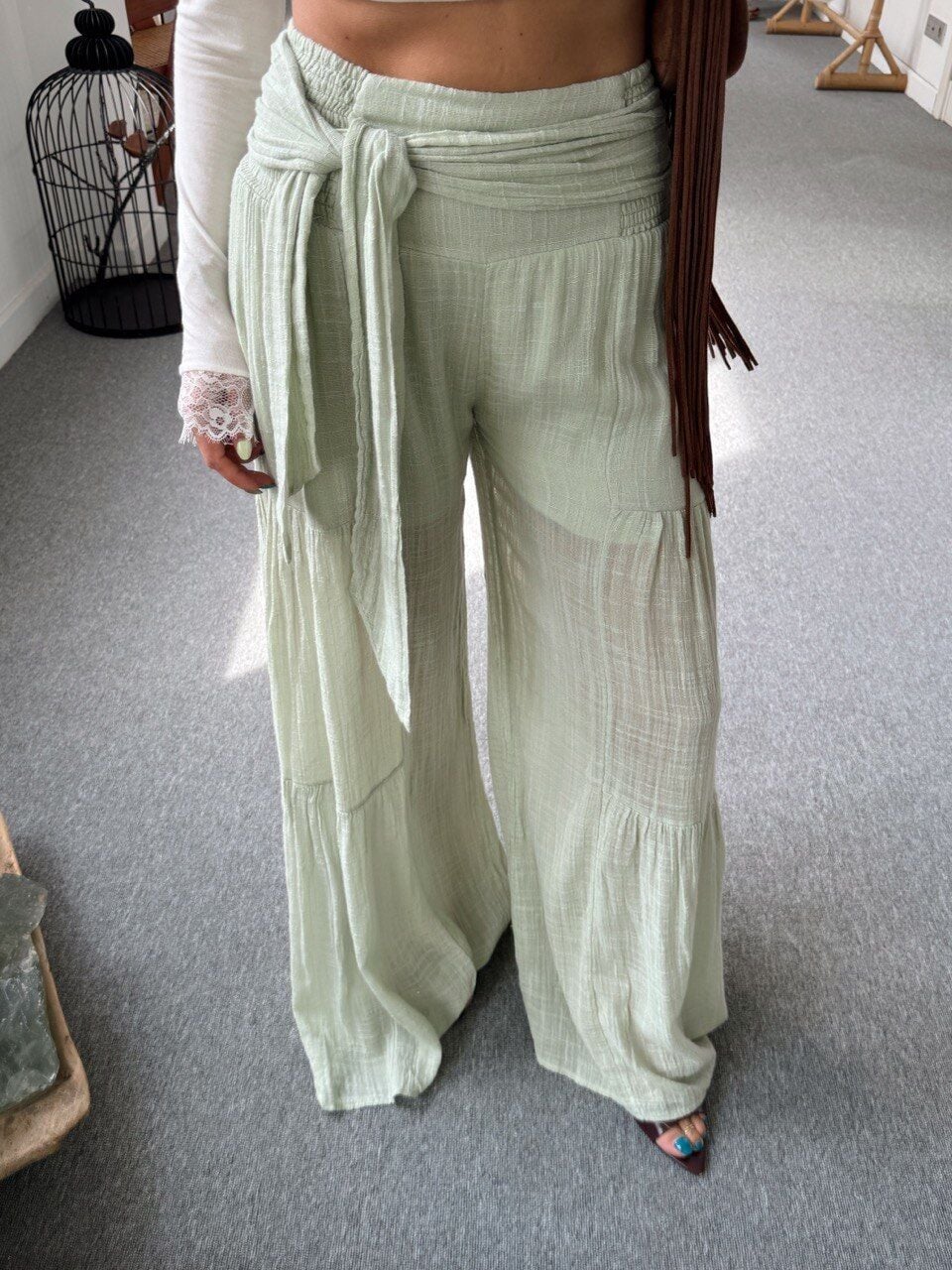 SU YEŞİLİ ASTARLI İTHAL PANTOLON