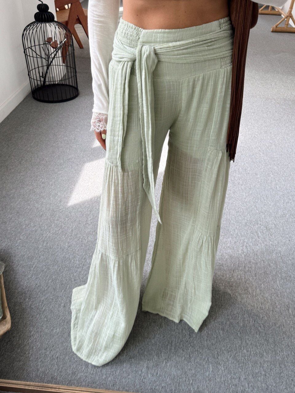 SU YEŞİLİ ASTARLI İTHAL PANTOLON