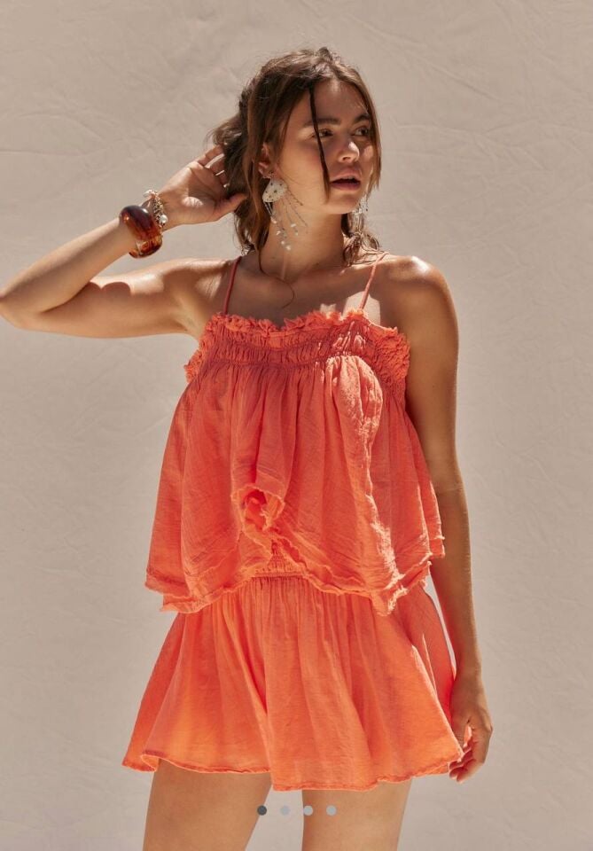 TURUNCU ASKILI BLUZ ETEK İTHAL TAKIM