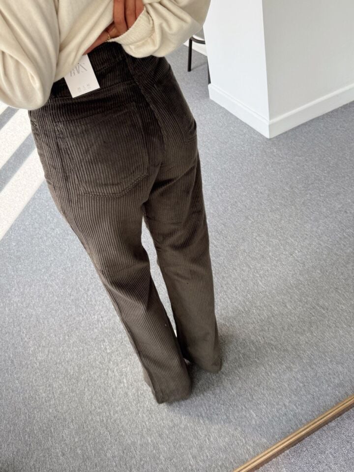 HAKİ FİTİLLİ KADİFE STRAIGHT PANTOLON