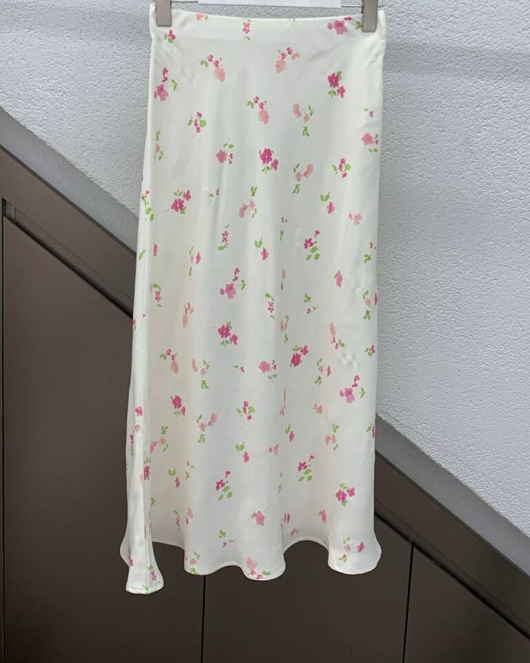 ÇİÇEK DESEN SATEN ETEK
