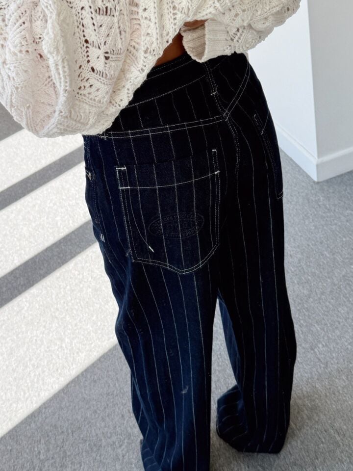 LACİVERT ÇİZGİLİ DENIM JEAN