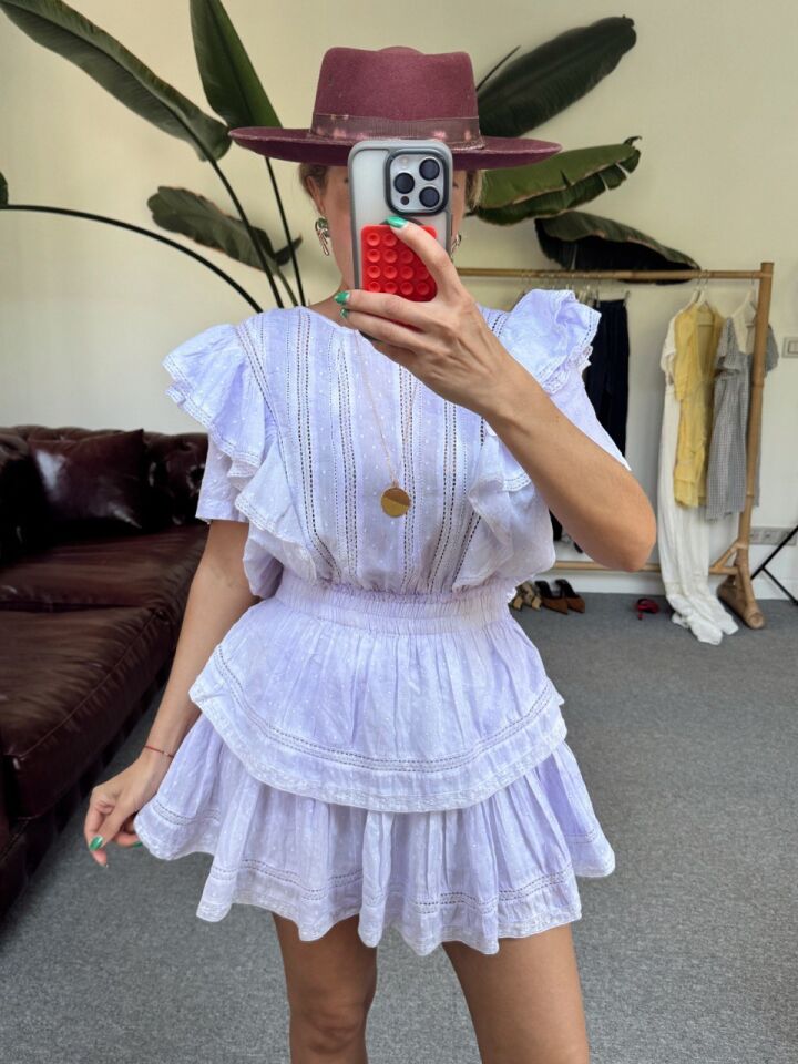 LİLA BATİK DESEN İTHAL ELBİSE