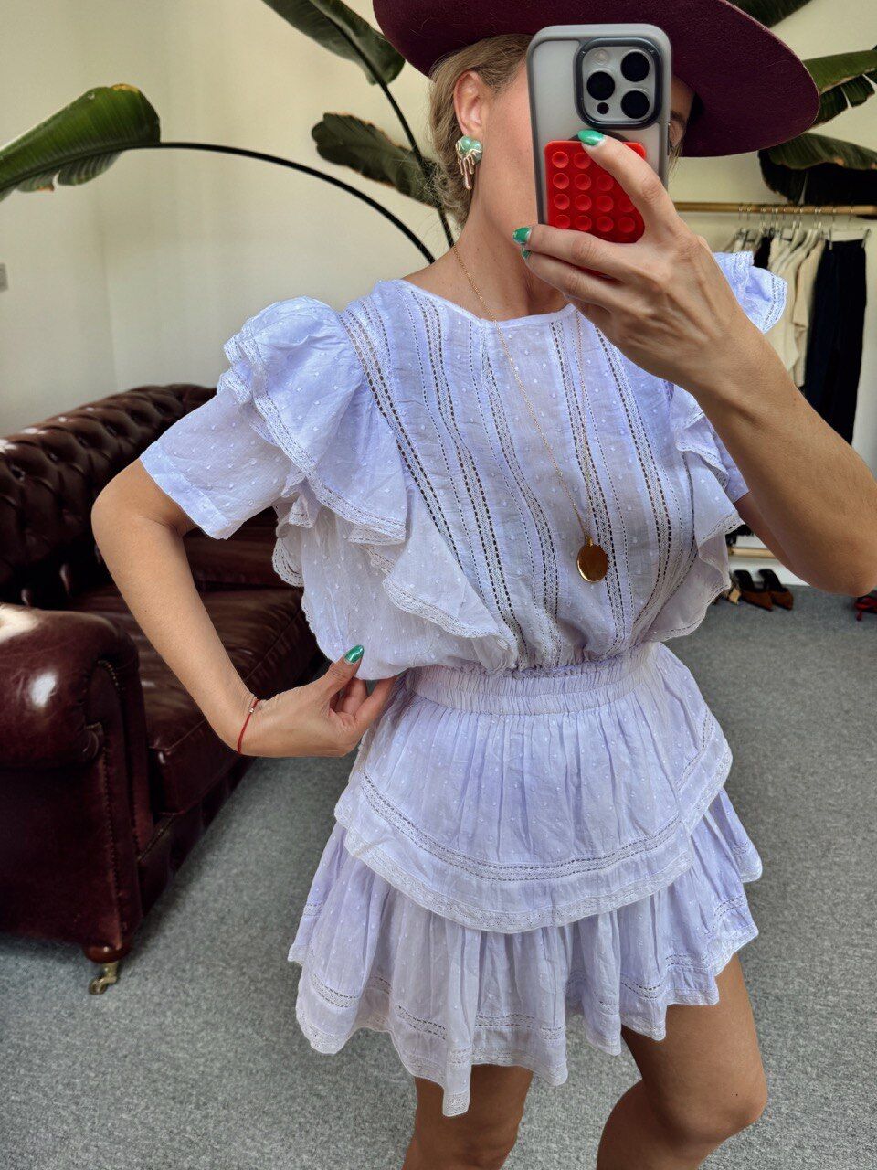 LİLA BATİK DESEN İTHAL ELBİSE