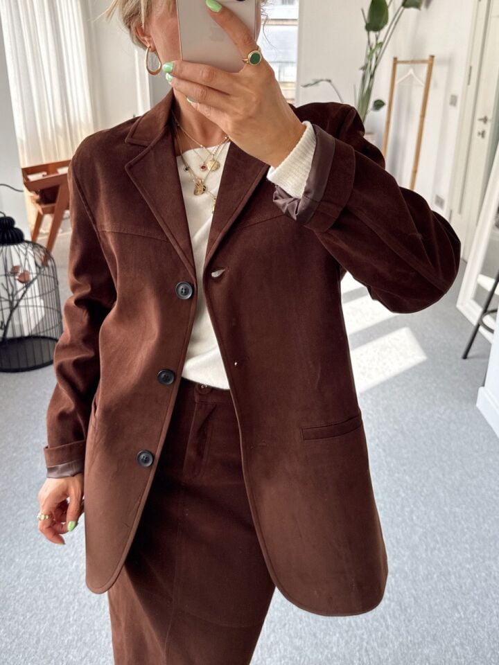 KAHVE NUBUK MİDİ ETEK