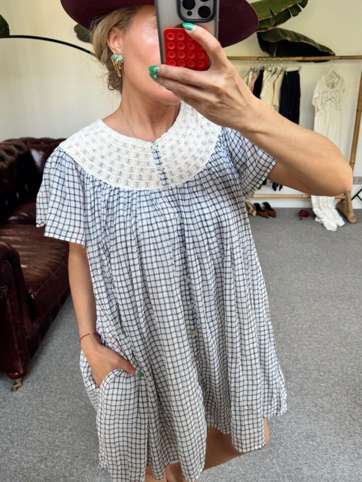 PÖTİKARE DESEN CEPLİ İTHAL ELBİSE