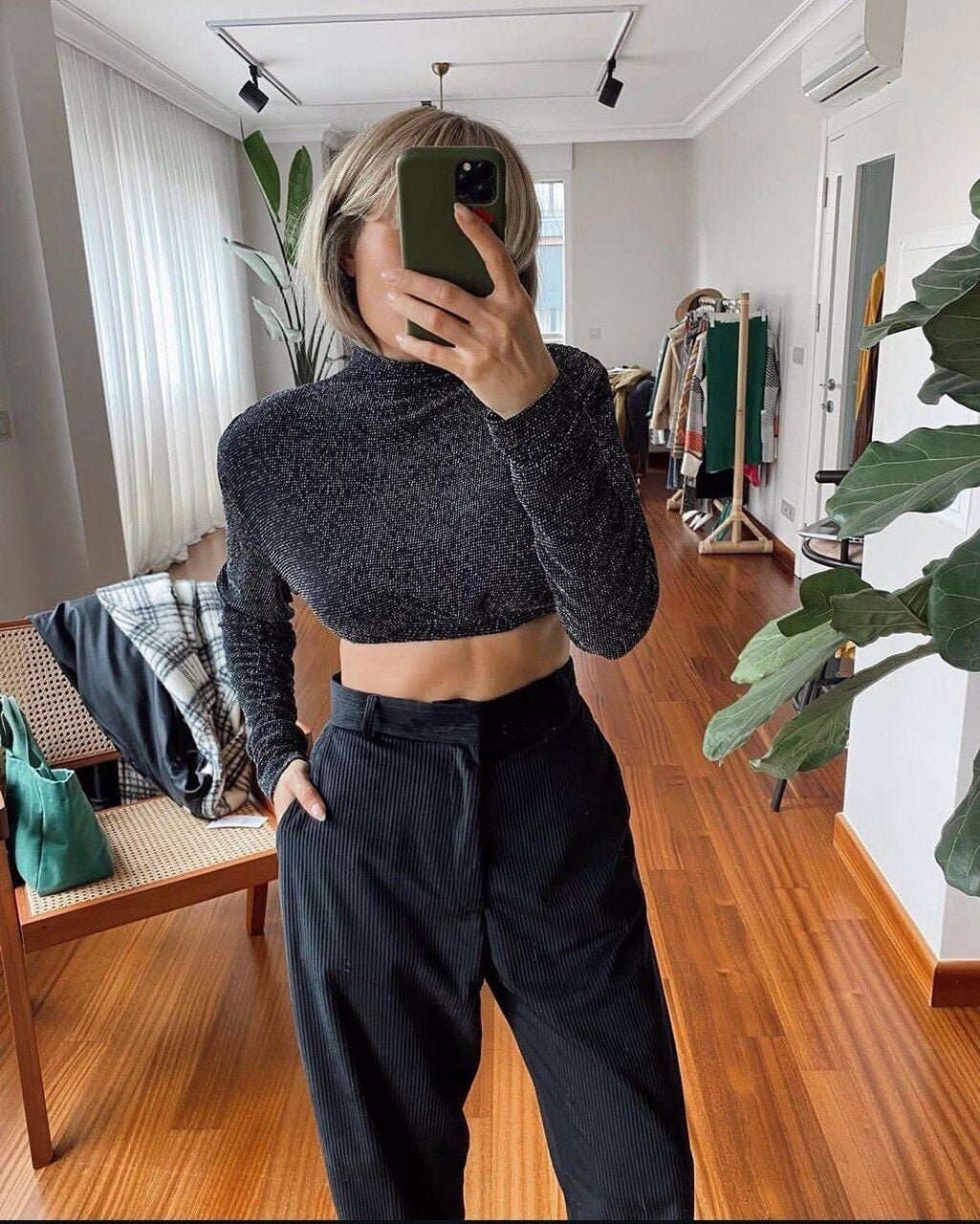 SİYAH SLOUCHY KADİFE PANTOLON