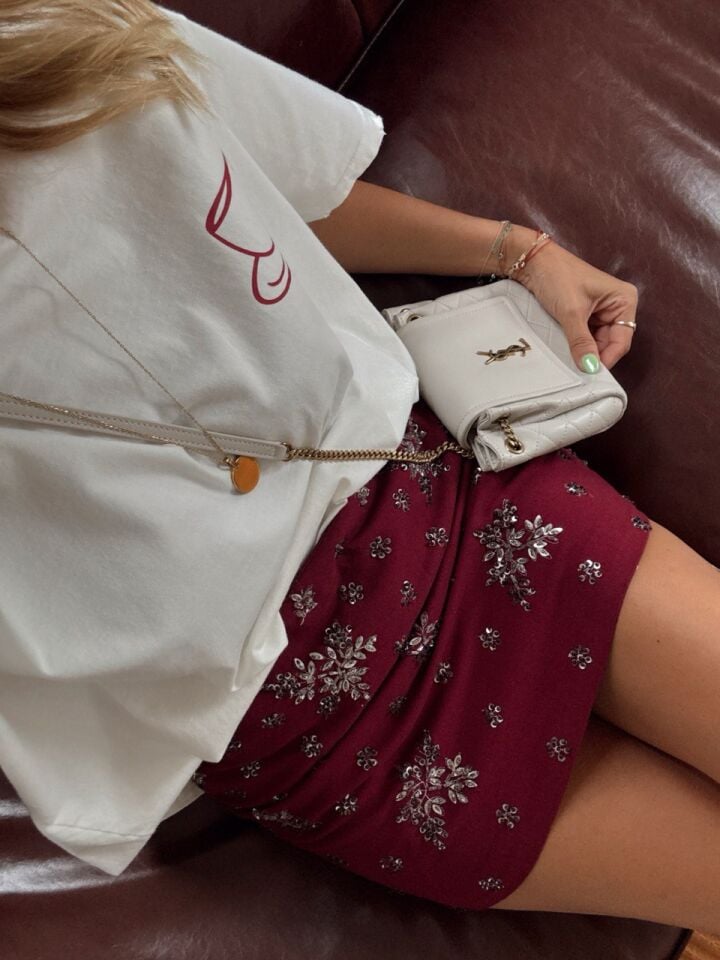 BORDO TAŞ İŞLEMELİ MİNİ İTHAL ETEK