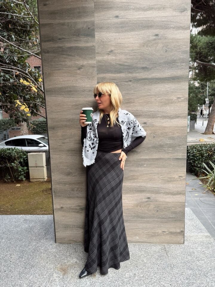 SİYAH ÇİZGİLİ MAXI ETEK