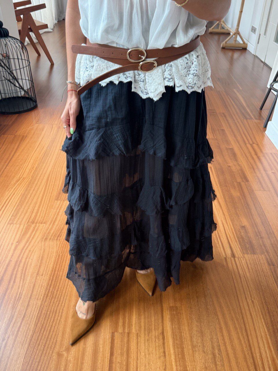 SİYAH MÜSLİN KUMAŞ MAXI İTHAL ETEK