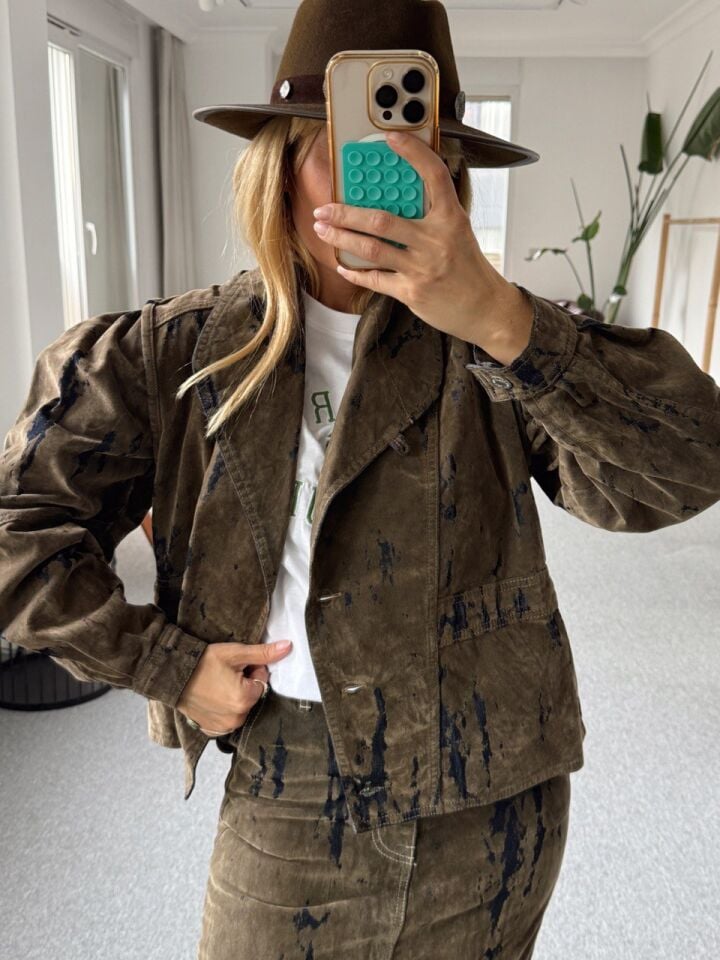 HAKİ-MAVİ RENK GEÇİŞLİ CEKET