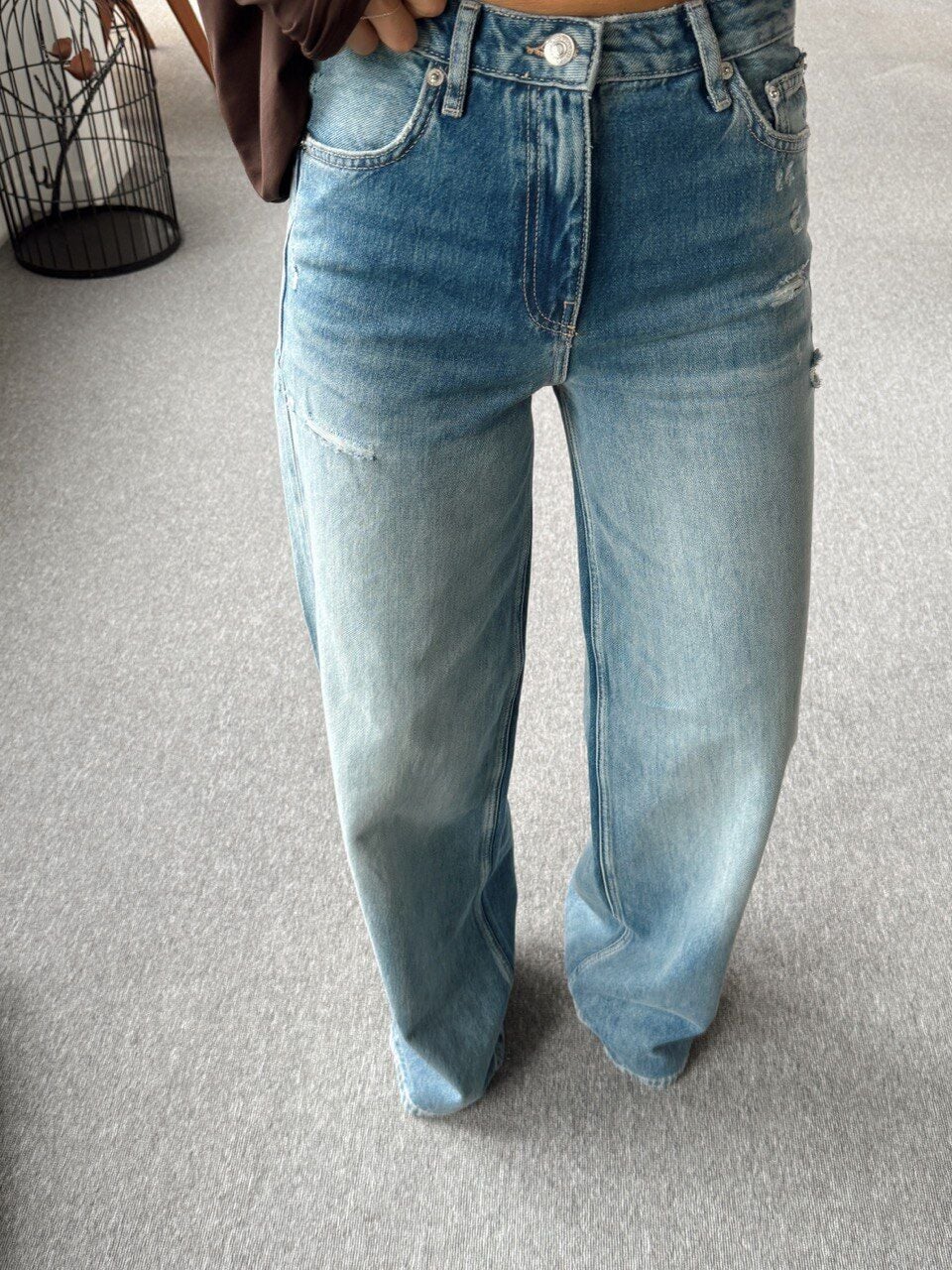 YIKAMALI YIRTIK DETAY DENIM PANTOLON