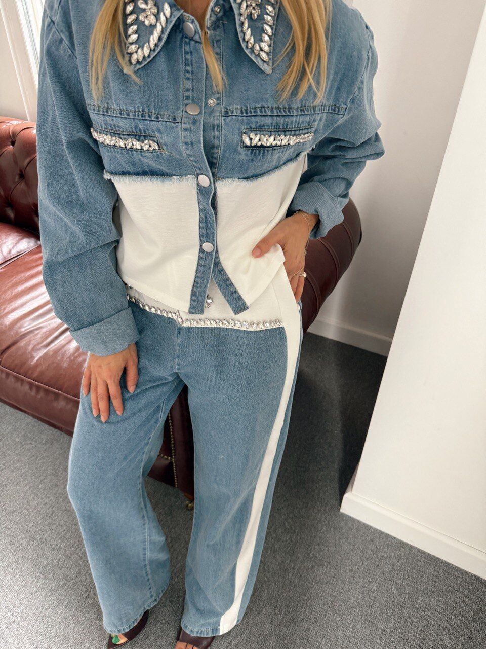 DENIM TAŞ İŞLEMELİ İTHAL TAKIM