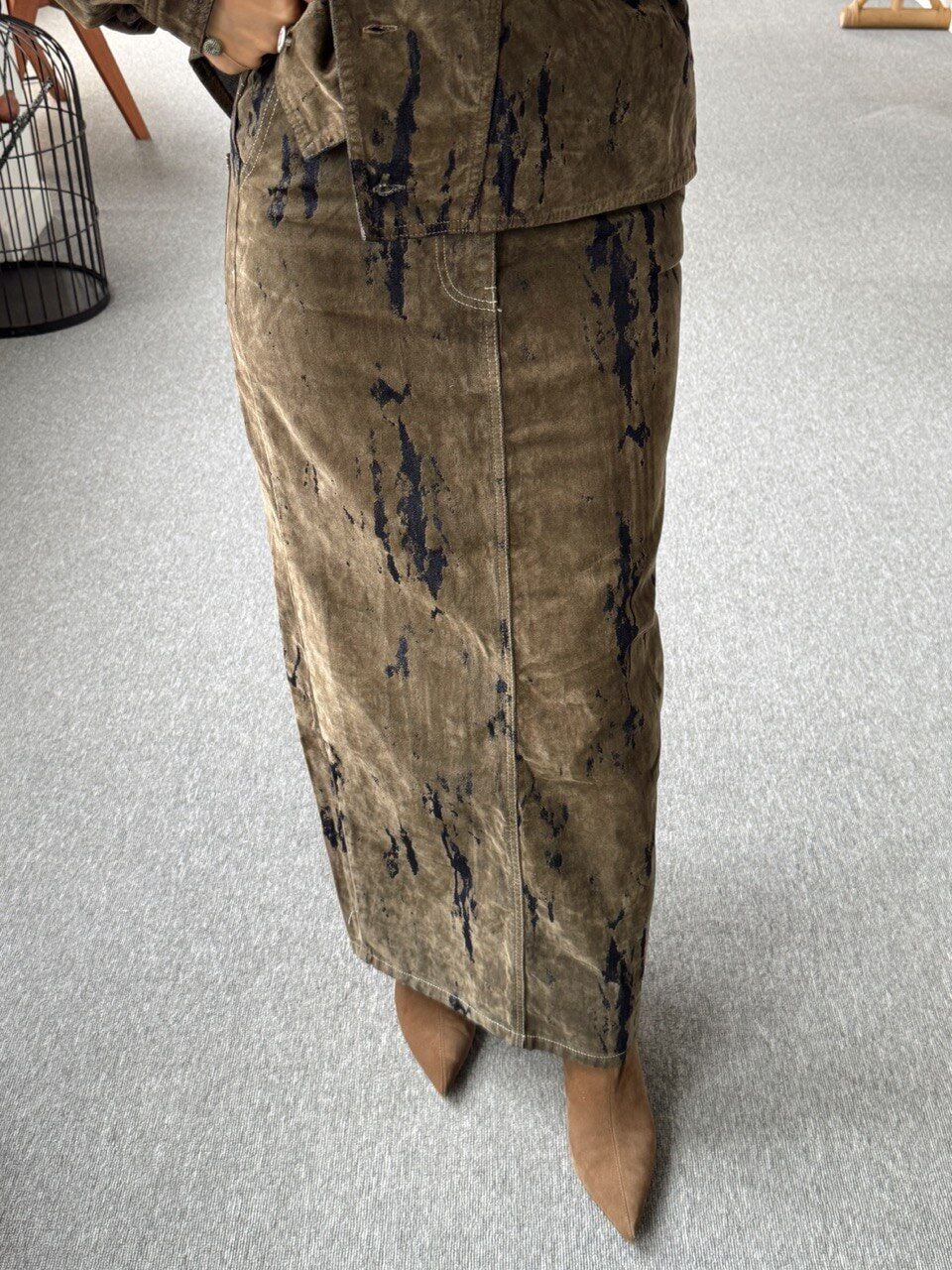 HAKİ-MAVİ RENK GEÇİŞLİ ETEK