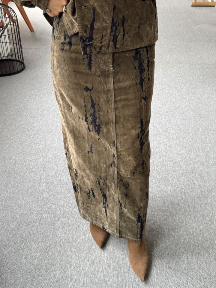 HAKİ-MAVİ RENK GEÇİŞLİ ETEK