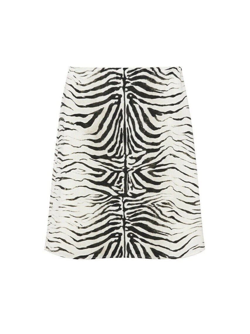 ZEBRA DESENLİ SATEN MİDİ ETEK