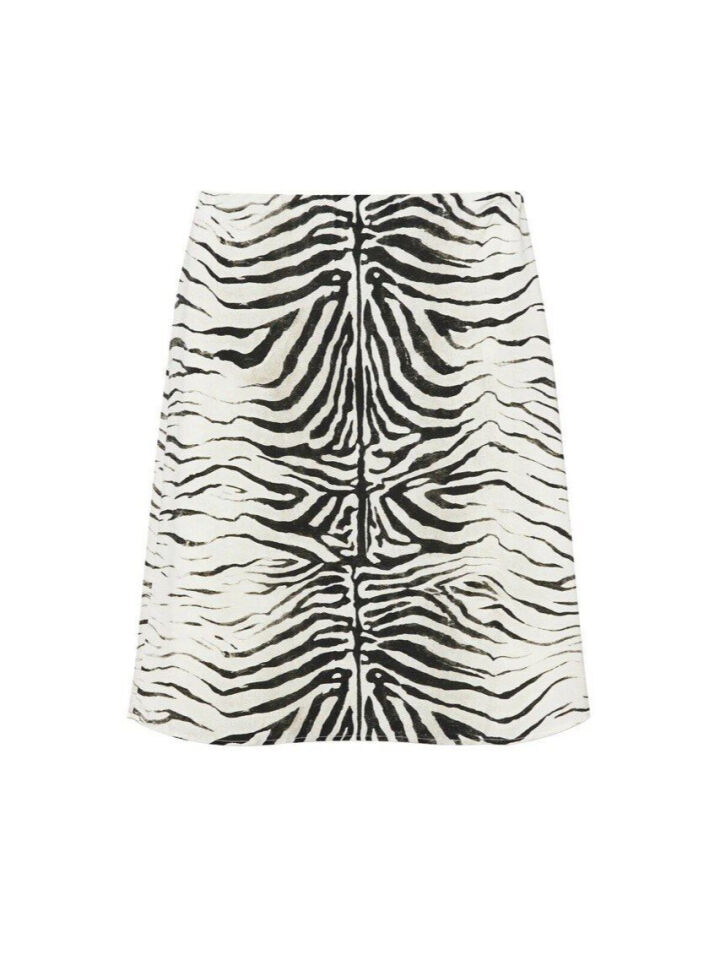 ZEBRA DESENLİ SATEN MİDİ ETEK