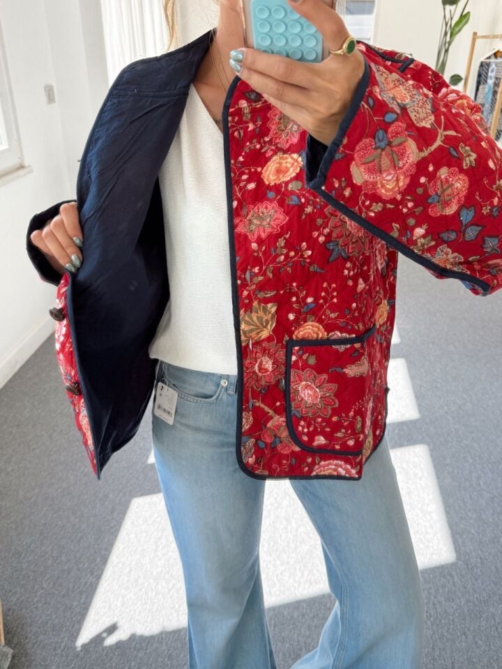 KIRMIZI DESENLİ İTHAL CEKET