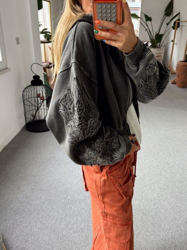 ANTRASİT YIKAMALI İTHAL SWEATSHIRT