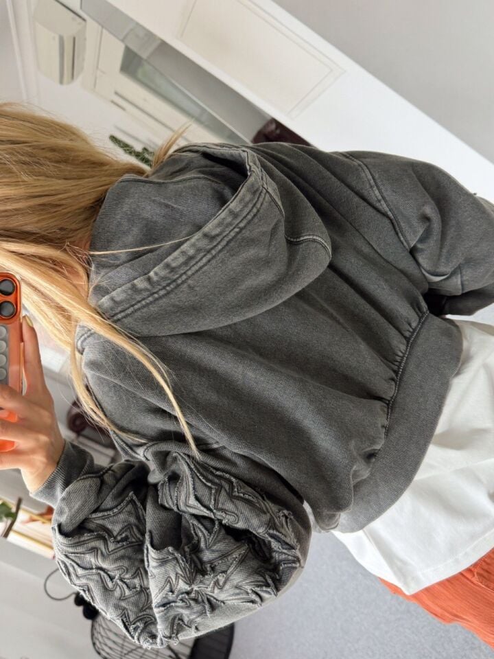 ANTRASİT YIKAMALI İTHAL SWEATSHIRT