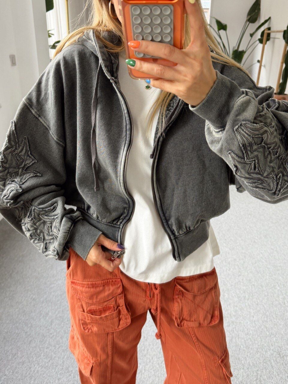 ANTRASİT YIKAMALI İTHAL SWEATSHIRT
