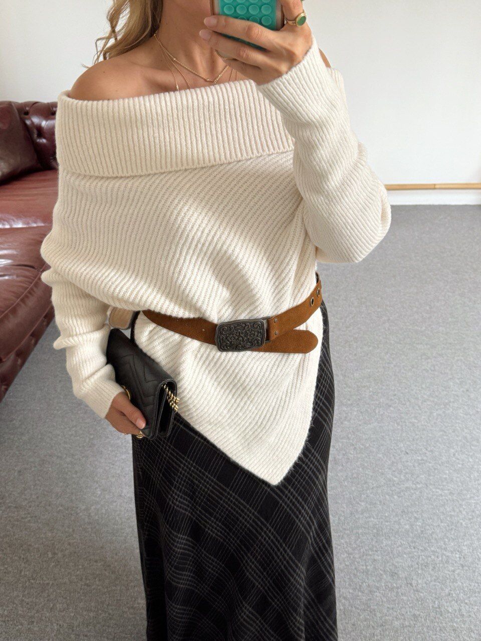 EKRU ASİMETRİK KAZAK