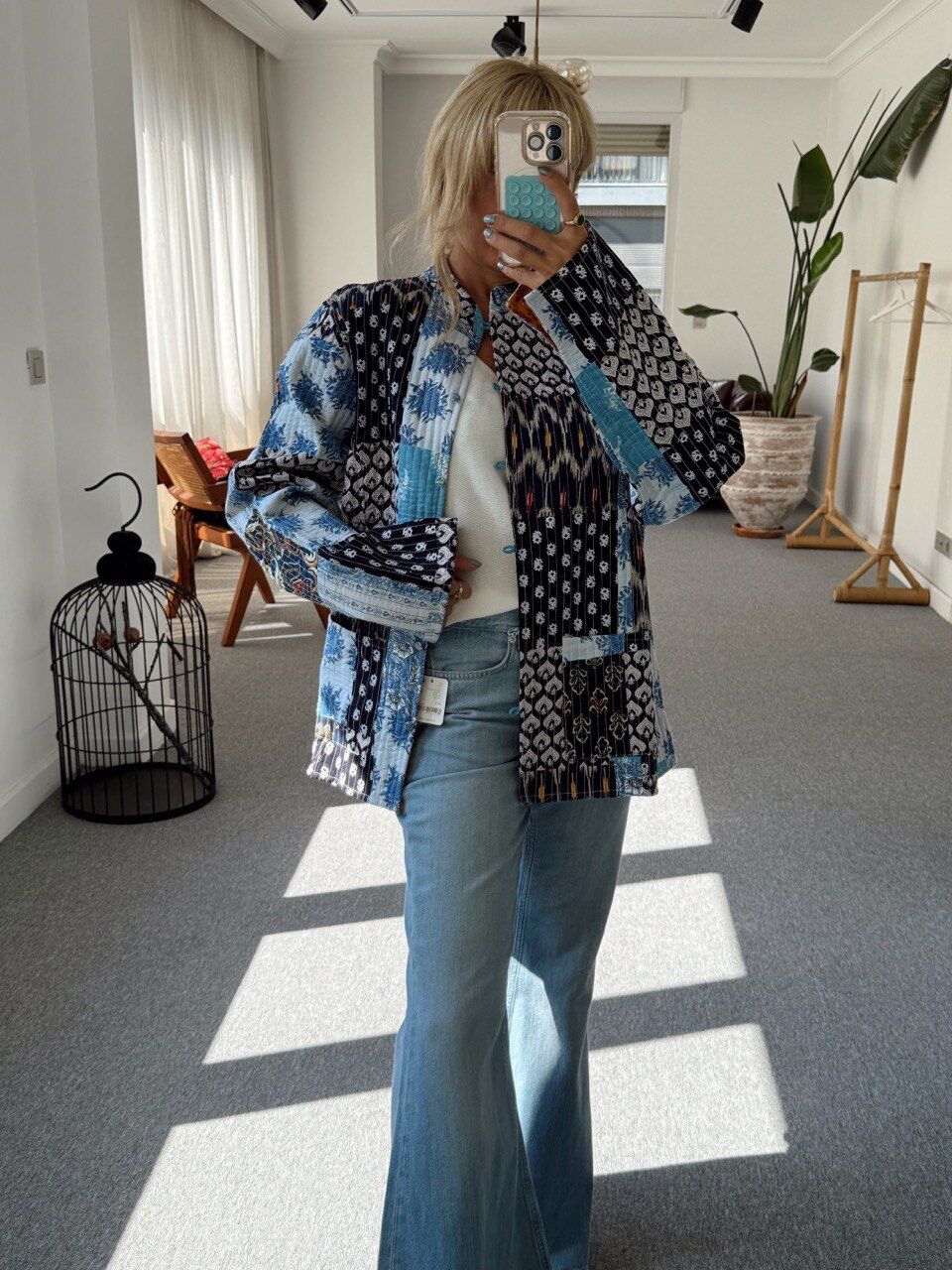 MAVİ DESENLİ ÇİFT TARAFLI İTHAL CEKET