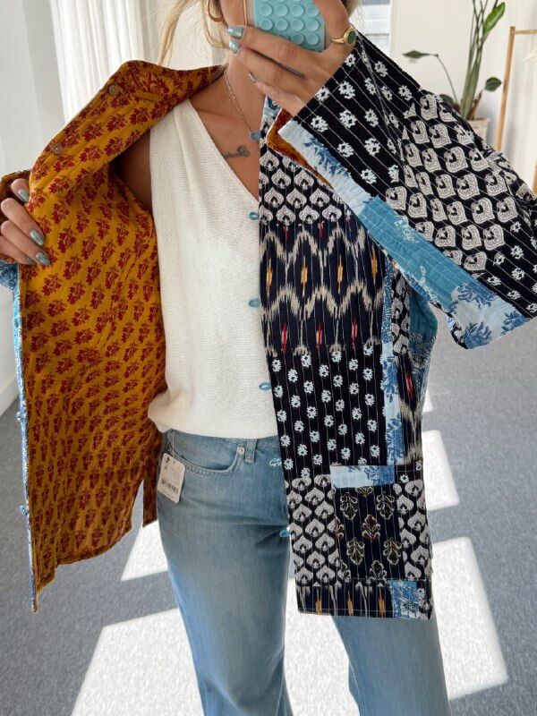 MAVİ DESENLİ ÇİFT TARAFLI İTHAL CEKET