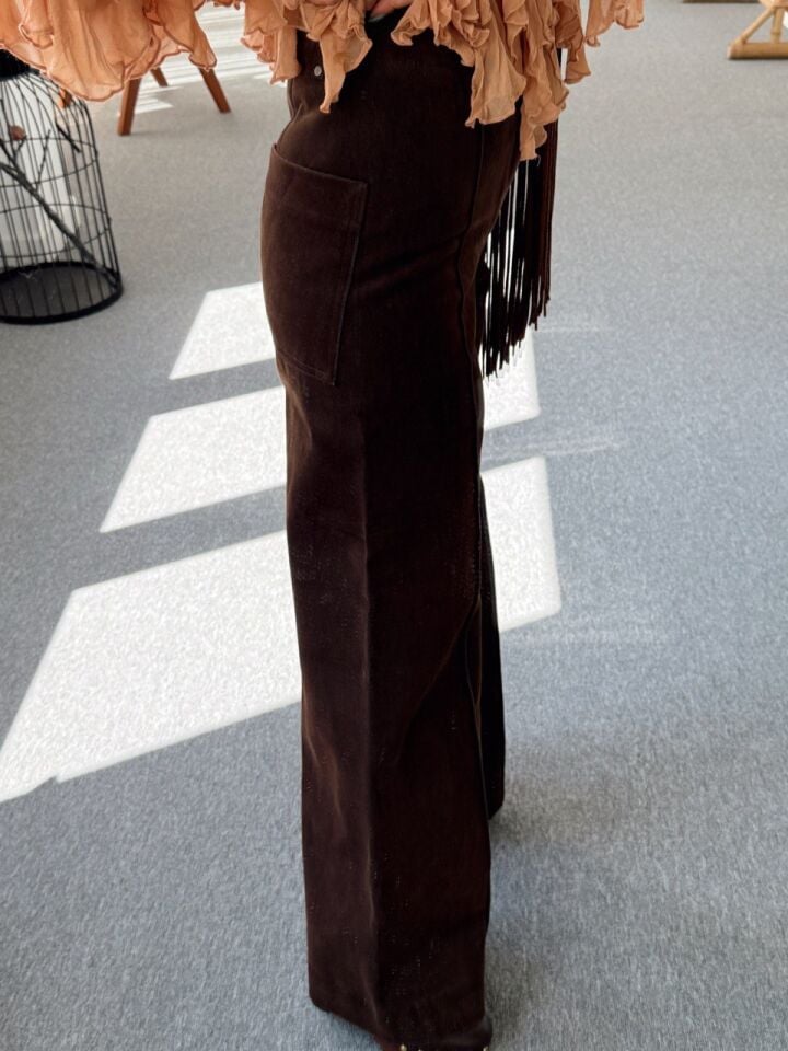 KAHVE DİKİŞ DETAY NUBUK PANTOLON