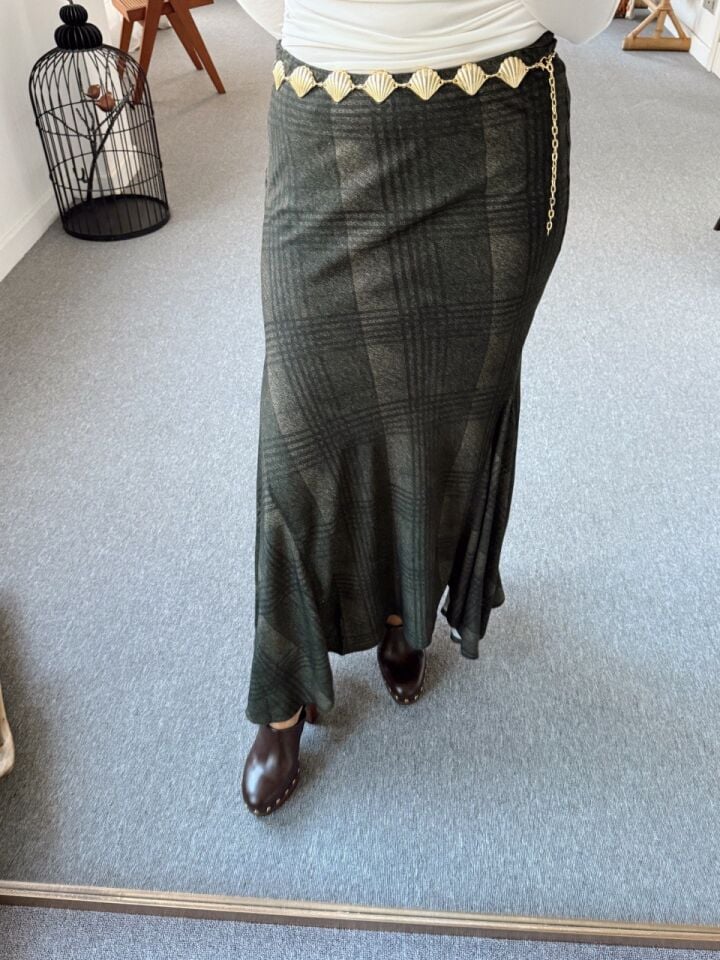 HAKİ EKOSELİ VOLANLI ETEK