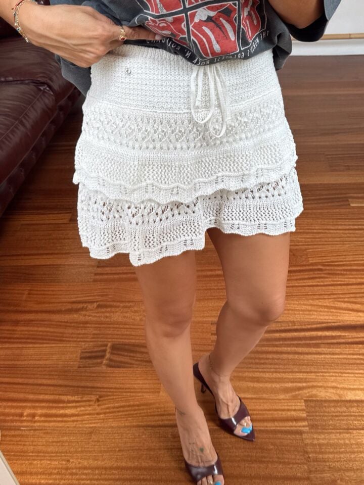KREM DANTEL ŞORT ETEK