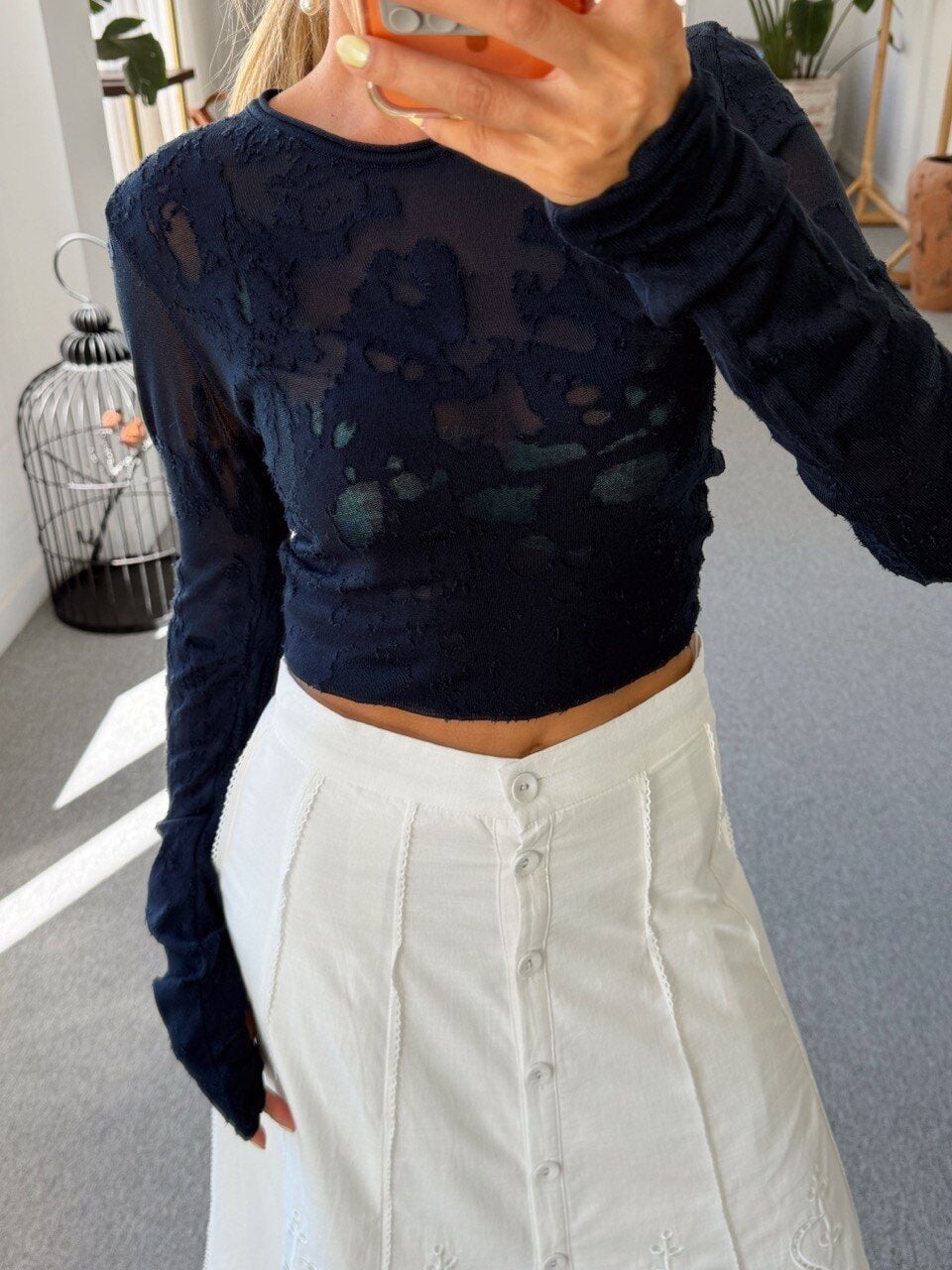 LACİVERT TRANSPARAN BLUZ