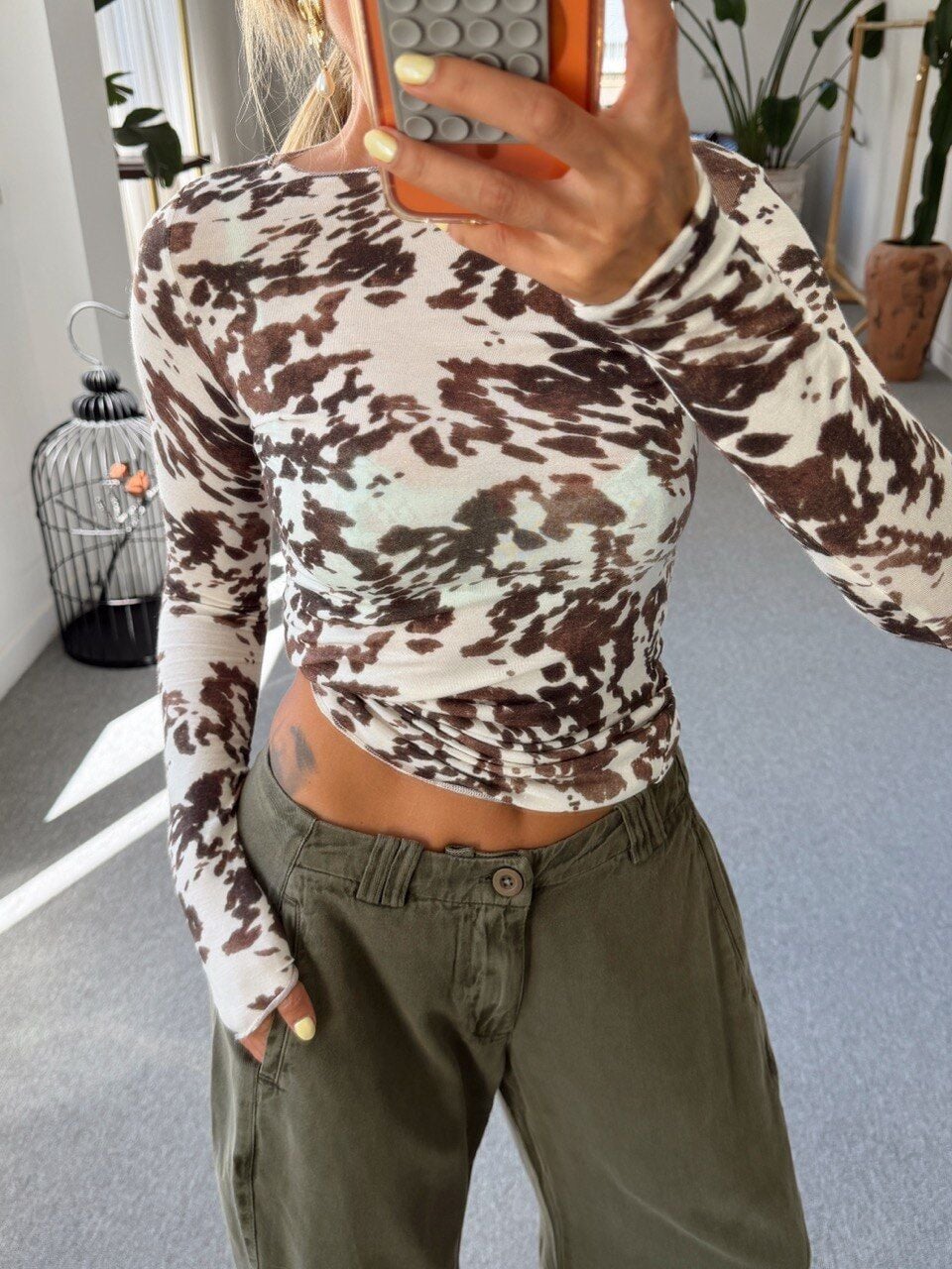 KAHVE ANIMAL PRINT KAŞMİR BODY
