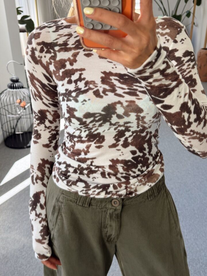 KAHVE ANIMAL PRINT KAŞMİR BODY