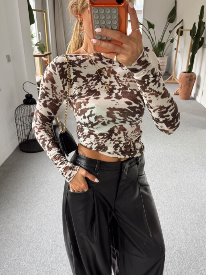 KAHVE ANIMAL PRINT KAŞMİR BODY