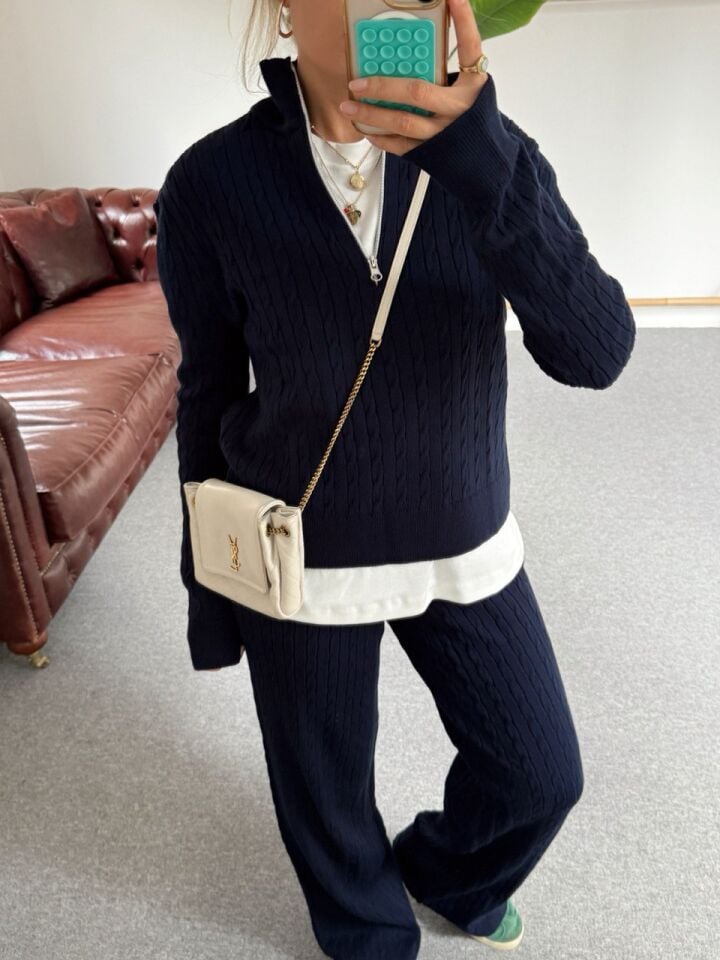 LACİVERT SAÇ ÖRGÜ TRİKO TAKIM