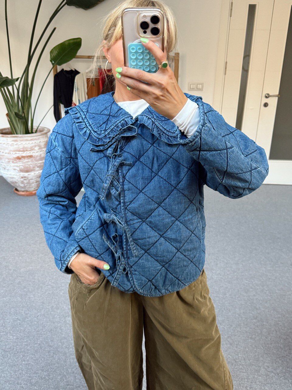 DENİM BEBE YAKA BAGLAMALI İTHAL CEKET