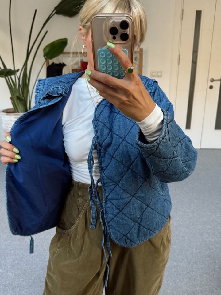 DENİM BEBE YAKA BAGLAMALI İTHAL CEKET