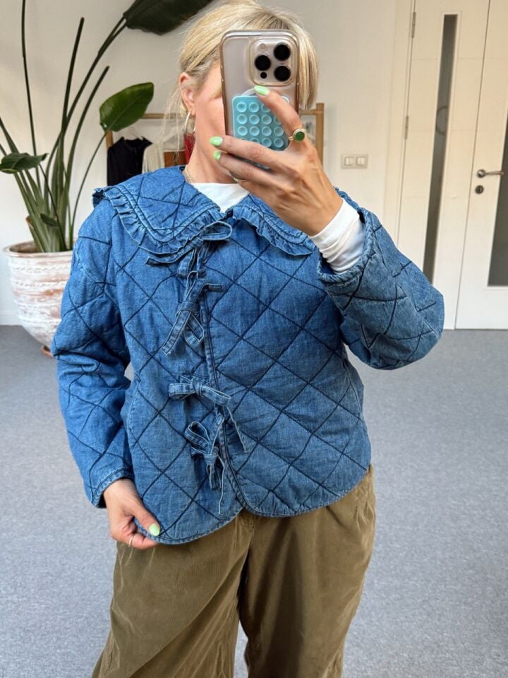 DENİM BEBE YAKA BAGLAMALI İTHAL CEKET