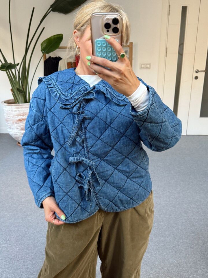 DENİM BEBE YAKA BAGLAMALI İTHAL CEKET