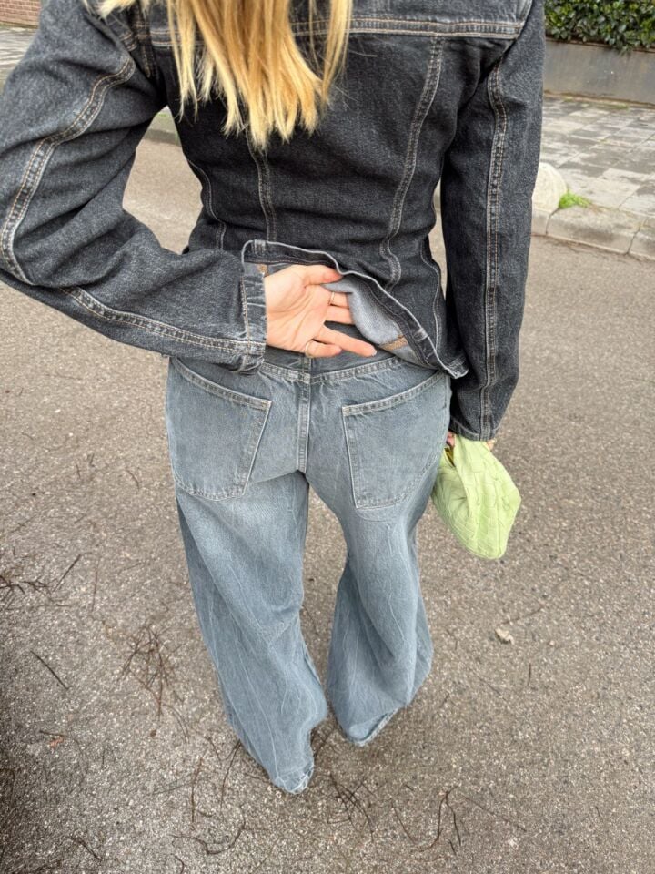 GRİ TAŞLANMIŞ BAGGY JEAN