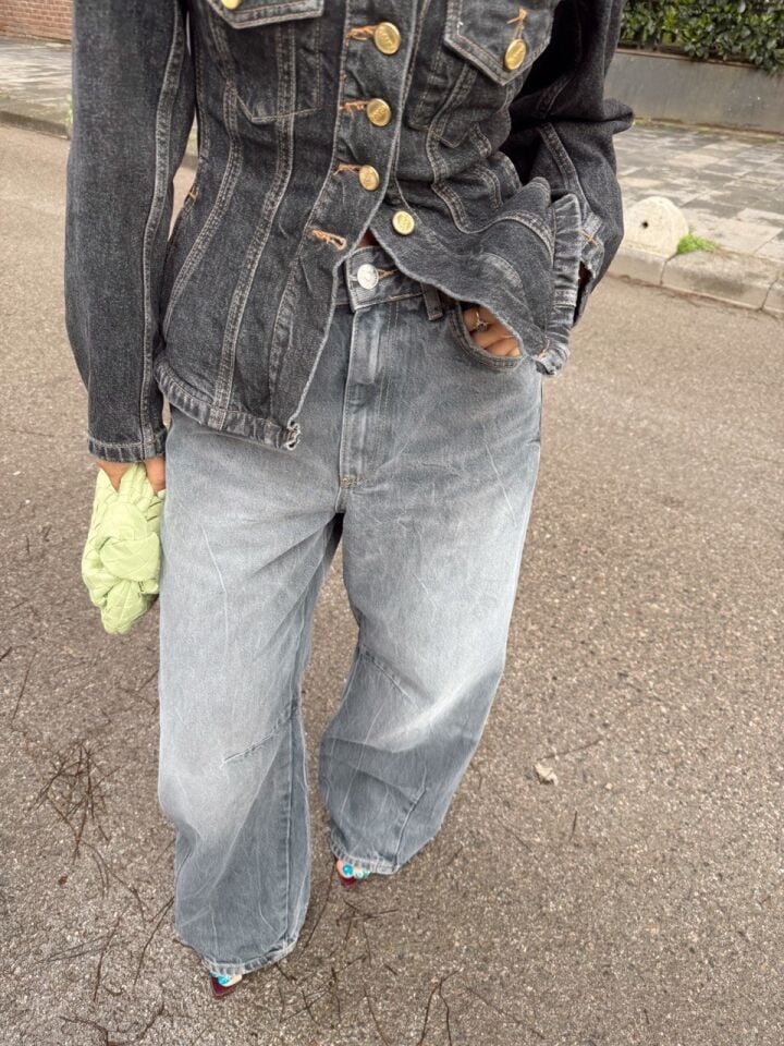 GRİ TAŞLANMIŞ BAGGY JEAN