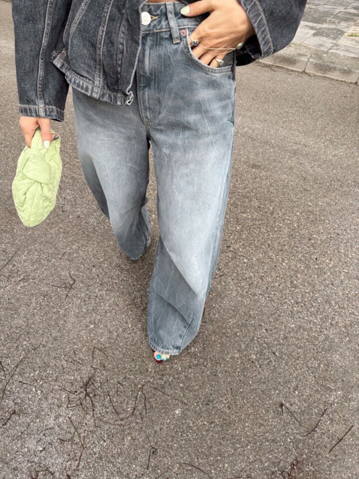 GRİ TAŞLANMIŞ BAGGY JEAN