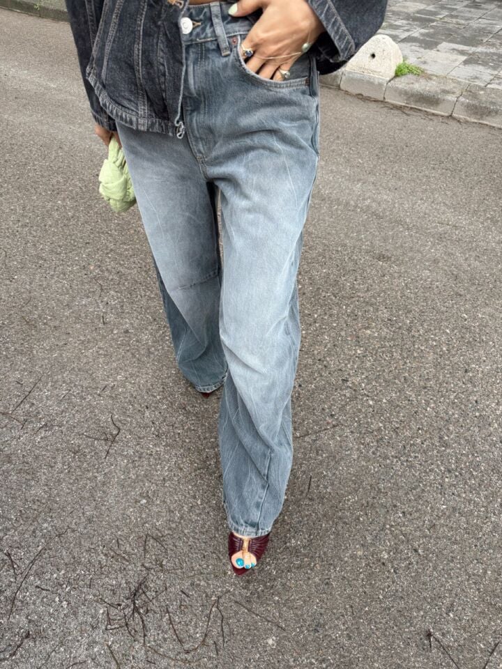 GRİ TAŞLANMIŞ BAGGY JEAN