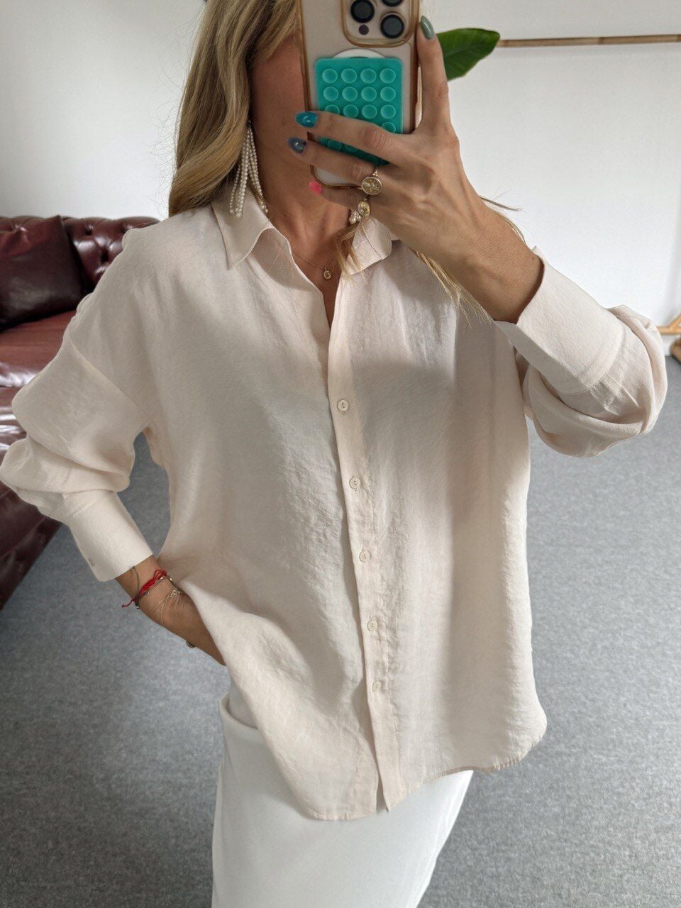 KREM MODAL KUMAŞ GÖMLEK