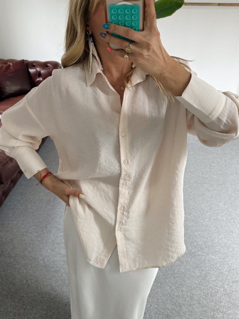 KREM MODAL KUMAŞ GÖMLEK