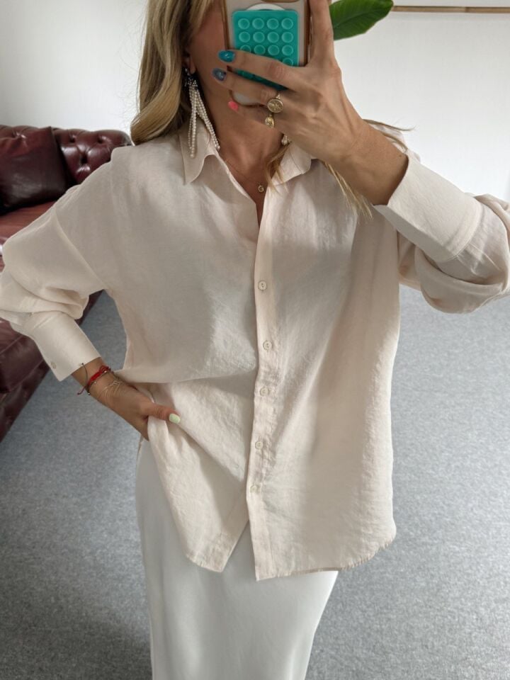 KREM MODAL KUMAŞ GÖMLEK