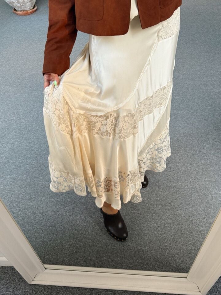 KREM DANTEL PARÇALI SATEN İTHAL ETEK