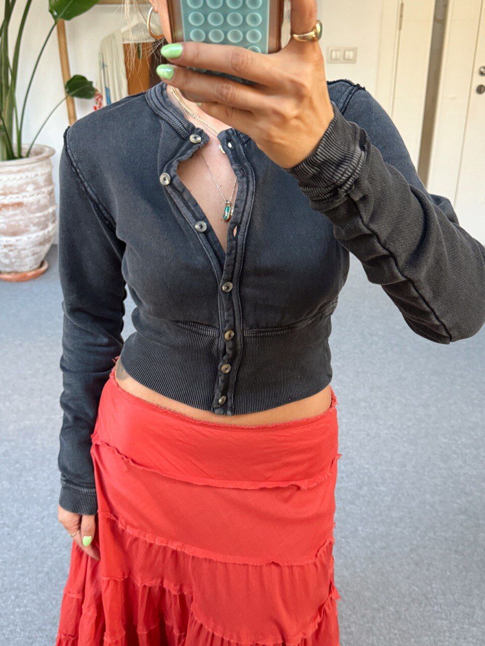 ANTRASİT DÜĞMELİ İTHAL HIRKA